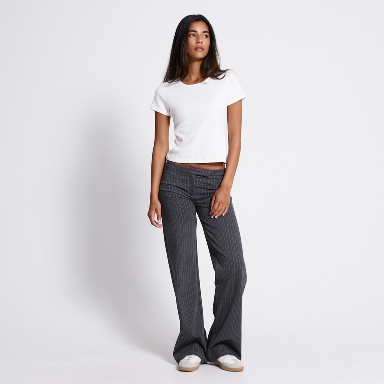 Low waist wide dress pants "Estrid" Dk Grey melange
